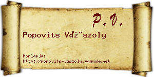 Popovits Vászoly névjegykártya